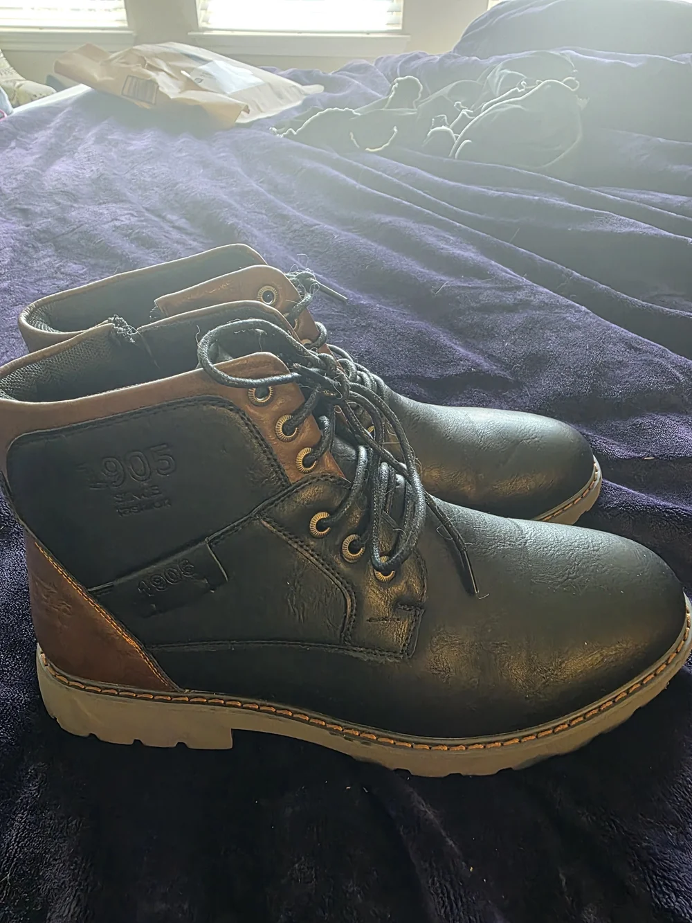 1905 Genuine Leather Lace-Up Boots – Men's Size 11 – Black/Brown